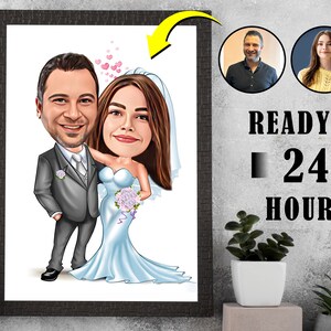Personalized Wedding Cartoon Portrait, Custom Couple Caricature ...
