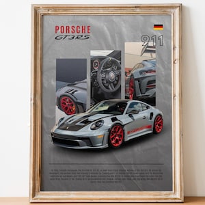 ポルシェ GT3 RS カーポスター | 印刷可能なポスタープリント | カーポスター | 子供用ホームデコレーション | プレミアムプリント | ウォールアート | ビンテージポスター