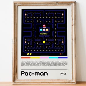Pac-Man | Pac-Man Poster | Retro | Arcade Spiel | Gamer Poster Geschenk | Videospiel | Premium Druck | Wandkunst | Vintage Plakat