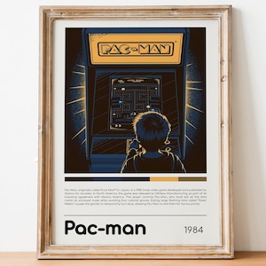 Pac-Man | Pac-Man Poster | Retro | Arcade Spiel | Gamer Poster Geschenk | Videospiel | Premium Druck | Wandkunst | Vintage Plakat
