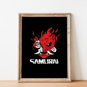 Cyberpunk 2077 | Cyberpunk 2077 Spiel | Samurai-Logo | Gamer Poster Geschenk | Videospiel | Premium Druck | Wandkunst | Vintage Plakat