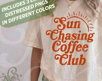 Sun Chasing Coffee Club PNG, Retro Summer Morning Vibe Design (Digital Download)