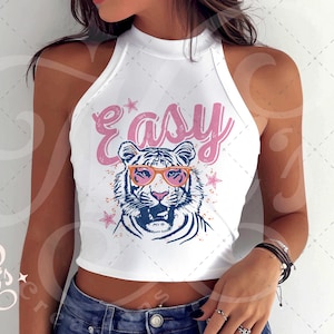 Easy Tiger PNG | Grunge Distressed Tiger Shirt Png | Retro Animal Shirt Design | Cool Wildcat Sublimation Clipart for T-Shirts