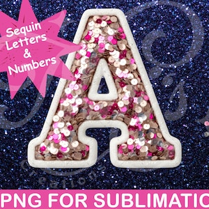 Sequin Alphabet & Number PNG Set, Glitter Sequin Letters Clipart, Sparkly Font Graphic for Sublimation, Kids Crafts, Stickers, Party Designs