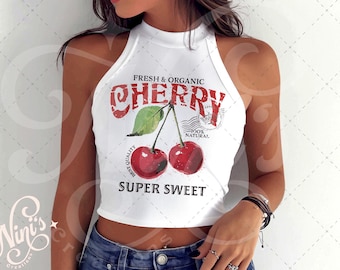 Retro Cherry PNG, Vintage Summer Design (Digital Download)