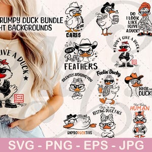 Sarcastic SVG Bundle  | Grumpy Duck SVG Bundle | Sarcastic Animal Clipart for T-Shirts & Mugs | Funny T-Shirt Prints | Funny Duck PNG Bundle
