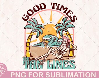 Retro Skeleton Beach PNG | Letnia opalenizna w formie clipartu (pobieranie cyfrowe)