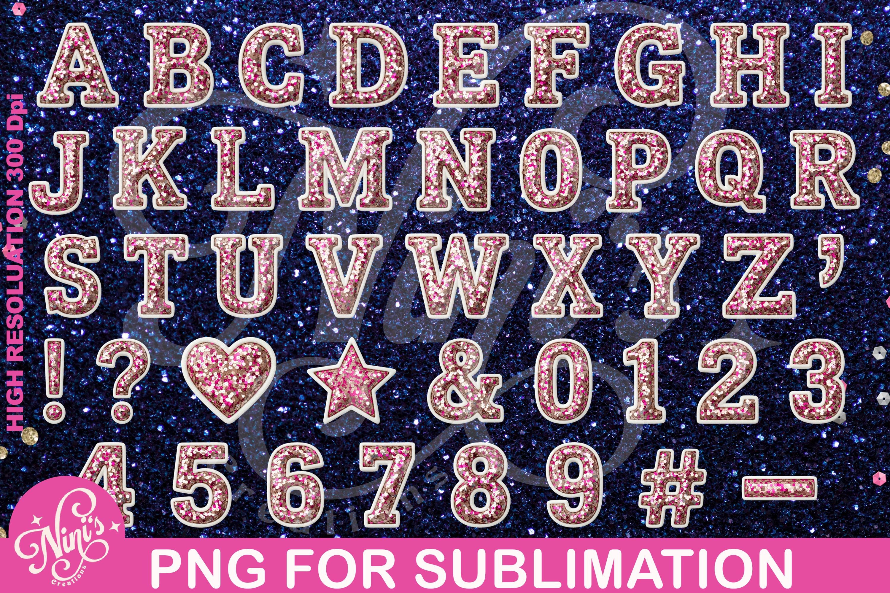 Sparkly Lettering Sequin Alphabet & Number PNG Set, Glitter Sequin Letters Clipart ...