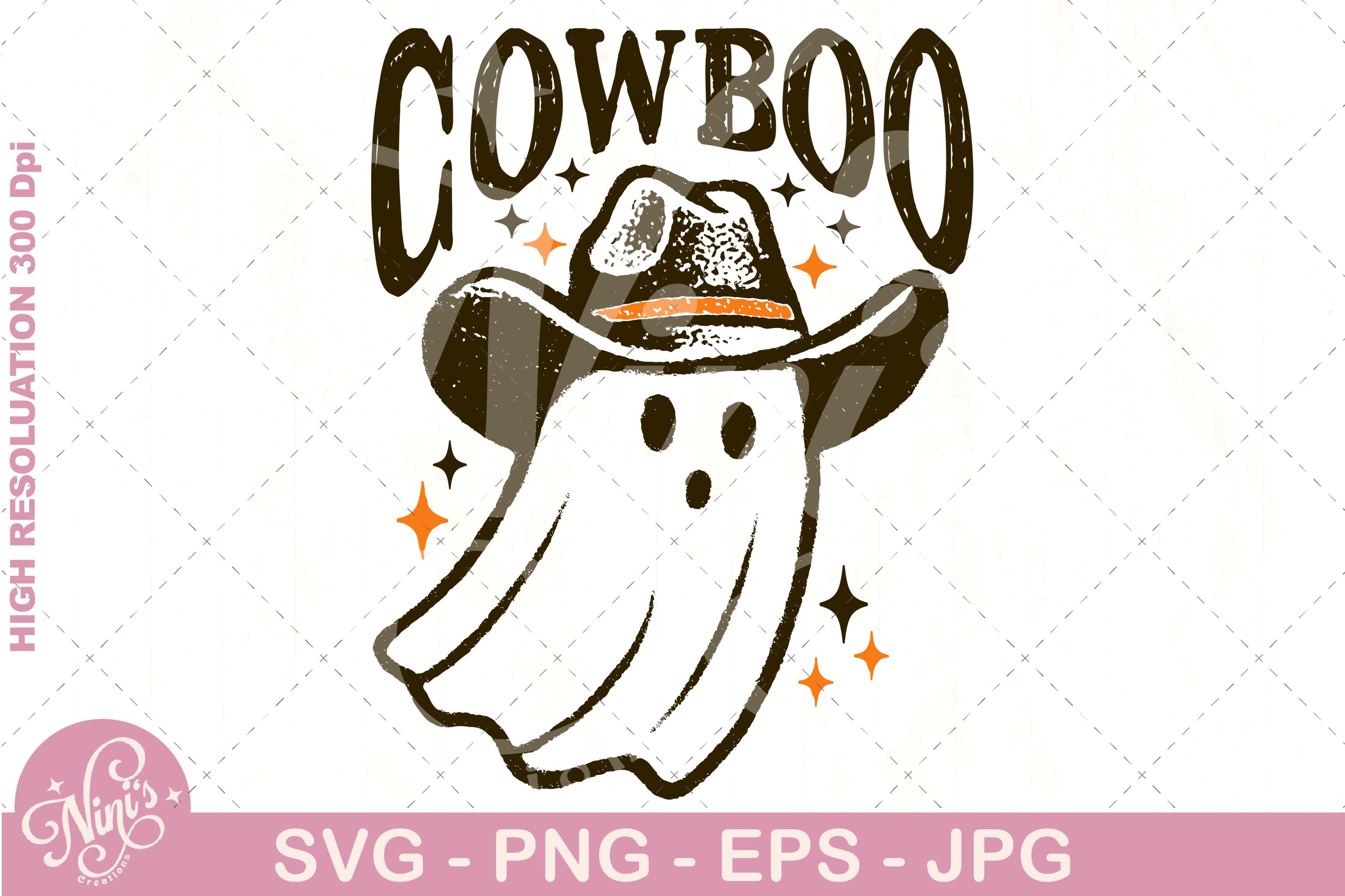 COWBOO Ghost SVG | Vintage Cute Cowboy Ghost Halloween Shirt Design ...