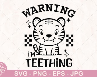 Tandsprickande tigerunge SVG | Rolig Onesie Clipart (digital nedladdning)
