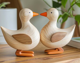 Customizable Wooden duck Figurine: Natural and Safe Wood Materials