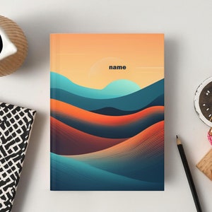 Cuaderno de tapa dura personalizado, diario con nombre personalizado, papelería personalizada, regalo único, cualquier texto que desee, texto personalizado en el lomo