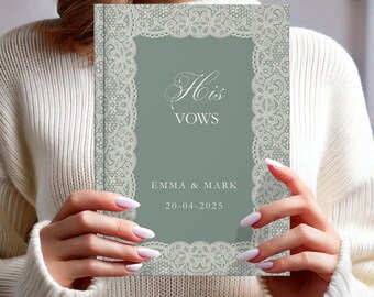 Personalized Wedding Vows Journal: Elegant Lace Print, His & Hers Vow Book