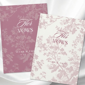 Personalized His and Her Wedding Vows Journal Wedding Keepsake Ceremonial Gift Elegant Vintage French Toile Vow Journal Bride and Groom Vows