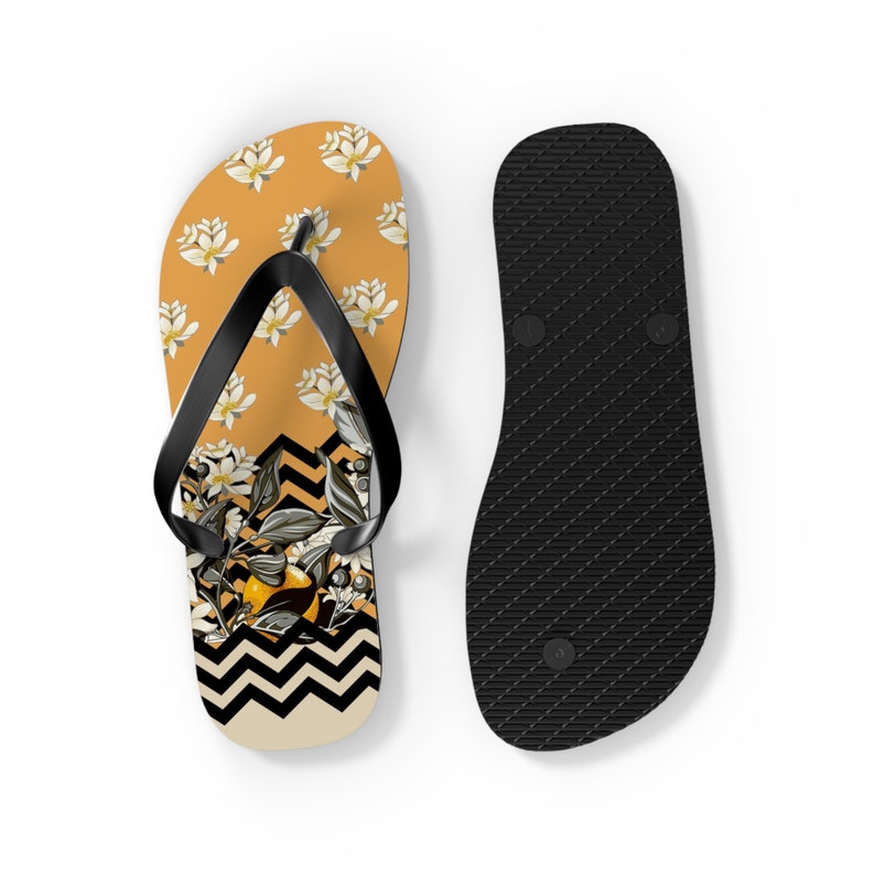 Flip Flops Beach Footwear Casual Summer Lightweight Premium Quality Print Mustard Yellow Black White Florals Bathroom Sliders Anti Slip image 7