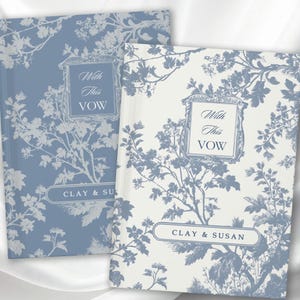Personalized Vows Journal Notebook for Bride and Groom, Newly Weds Keepsake, Wedding Vows Renewal Journal with French Toile de Juoy Print