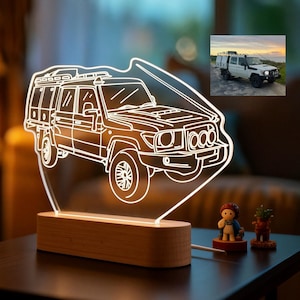 Custom Car Sketch LED Lamp, Personalized 3D Car Photo Night Light, Acrylic LED Night Light, Valentines Day Gift, Gift for Him, Bedroom Light