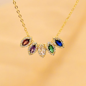 Multi Birthstone Necklace, Personalized Family Birthstone Necklace, Birthstone Pendant, Bridesmaid Gift, Mothers Necklace, Birthstone Gift