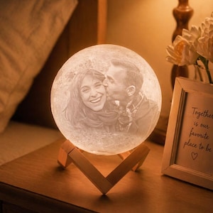 Aangepaste foto 3D-maanlamp, gepersonaliseerde foto afgedrukt maannacht maanlamp, personalisatie maanmaanlamp, cadeaus voor stellen, Moederdagcadeau