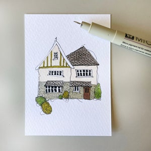 Miniatuurhuisportret, housewarmingcadeau, huisportret, kleine kunst