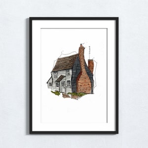 Ilustración de casa dibujada a mano personalizada, Arte personalizado, Comisión de casa de acuarela
