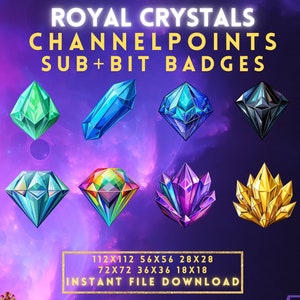 Royal Crystals - Twitch Sub & Bit Badges, Channelpoints and Emote Icons, Emblem, Logo and Icons for Twitch