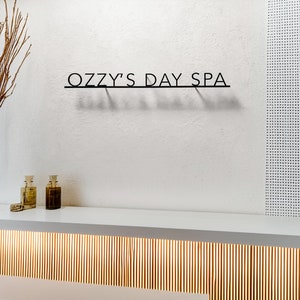Placa de metal personalizada para salão de beleza, placa de sobrenome personalizada, placa de sobrenome, placa de metal moderna com letras, arte em metal, letras de metal para parede externa
