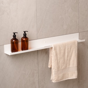 White bathroom caddy, Hanging shower shelf, Modern shower shelf, Bathroom storage, Floating shower shelf minimalist style, Shower shelves