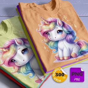 Lindo unicornio de acuarela, diseño de camiseta de unicornio mágico de acuarela, clipart de unicornio bebé para niña, unicornio amable para niño, regalo único para niño