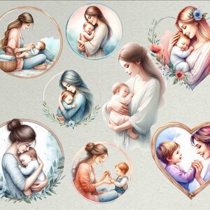 Watercolor Cute Mother’s Day Clipart, 28 Mother and Child Images for ...