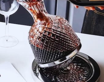 High-End Crystal Glass Rotating Decanter – 1500ml 360 degree Wine Dispenser Drum