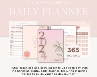 THAT Christian Girl Daily Planner| 365 Bible Verses for 365 Days| IPAD & Printer Friendly| PDF|Faith Reflection| Dated Calendar| Digital