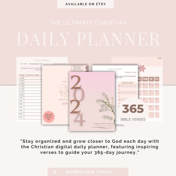 THAT Christian Girl Daily Planner| 365 Bible Verses for 365 Days| IPAD & Printer Friendly| PDF|Faith Reflection| Dated Calendar| Digital