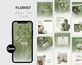 Florist Business Instagram Templates  Florist Social Media  Editable  Flower Shop Instagram Canva Templates  Wedding Florist Template