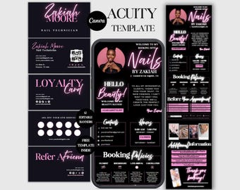 Nail Tech Acuity Scheduling Template Nail Website Nail Tech Acuity Booking Site Template Nails Acuity Nail Salon Scheduling Page Canva DIY
