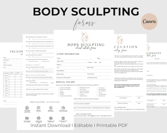 Body Sculpting Intake Forms Body Contouring Consultation & Consent Esthetician Templates Body Shaping Treatment Esthetician Templates