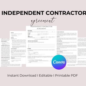 Independent Contractor Agreement Template  Editable Business Contract  Independent Contractor Contract  Contract Form  Instant Download