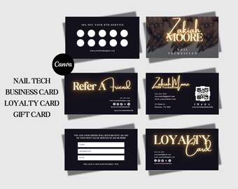 Nail Tech Business Card Template QR Code  Instant Download  Printable Business Card Template  DIY Calling Card Editable Card Canva Template