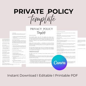 General Website Privacy Policy  Editable Online Privacy Policy  Data Privacy Notice  User Privacy Policy  Website Legal Canva Templates