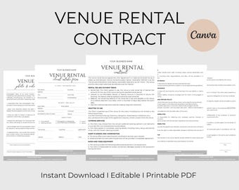 Venue Rental Forms Bundle  Wedding Venue Contract Template  Event Center Services Agreement  Event Hosting Client Intake  Venue Packages