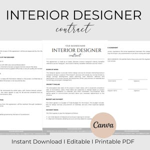 Interior Designer Client Contract  Interior Design Services Agreement  Client-Designer Agreement Template Interior Decorating Contract Canva