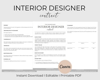 Interior Designer Client Contract  Interior Design Services Agreement  Client-Designer Agreement Template Interior Decorating Contract Canva