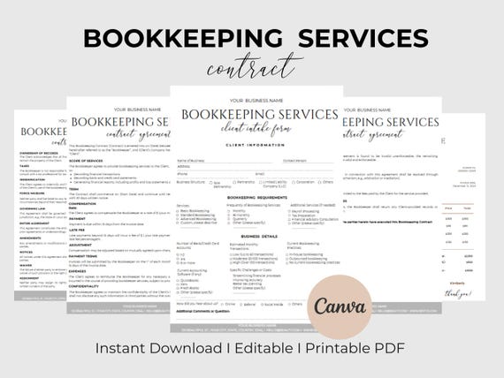 Bookkeeping Contract  Bookkeeping Small Business  Bookkeeping Templates  Editable Bookkeeping Agreement  Bookkeeping Agreement Template
