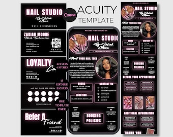 Black Pink Acuity Scheduling Template Nail Tech Editable Canva Booking Website  Nail Stylist Acuity Scheduler Site  Nail Business Template