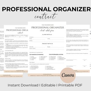 Bearbeitbar Professioneller Organisator Vertragsvorlage Kundeneingangsformular Organisation der Servicevereinbarung Rechnungsvorlage Canva bearbeitbar