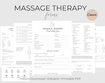 Massage Therapy Form Massage Intake Form Massage Aftercare Massage SOAP Notes Massage Consent Form  Massage Consultation Spa Forms