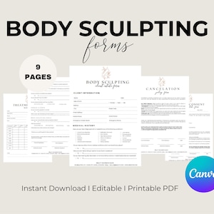 Body Sculpting Intake Forms Body Contouring Consultation & Consent Esthetician Templates Body Shaping Treatment Esthetician Templates