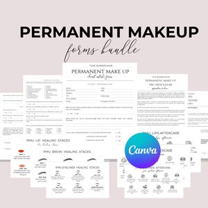 Formularze makijażu permanentnego Formularz zgody PMU Konsultacja makijażu Karta pielęgnacji po zabiegu PMU Formularz różu do policzków Zestaw formularzy kosmetyczki Microblading