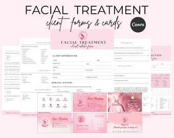 Formularios de tratamiento facial Formularios de consulta facial Formularios de admisión facial Formularios de esteticista Formularios de admisión de clientes de esteticista Formularios de cuidado de la piel