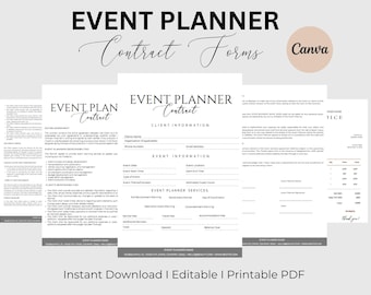 Event Planner Contract Template Event Planner Client Forms Wedding Planning Contract Event Planner Agreement Canva Template Instant Download